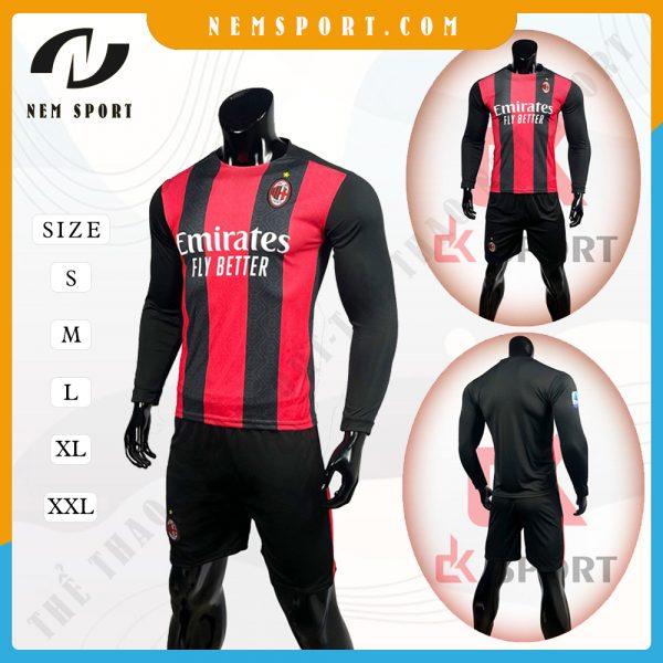 quần áo bóng đá tay dài AC Milan