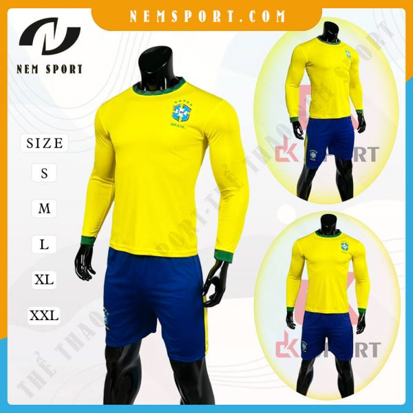 quần áo bóng đá tay dài đội tuyển brazil